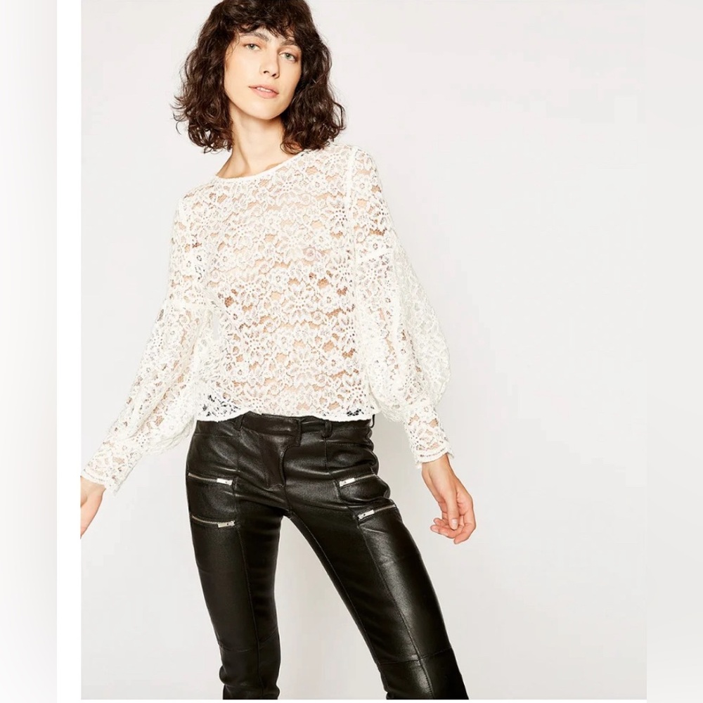 The Kooples Lace top with Balloon Sleeves